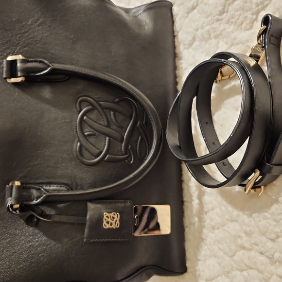 LOUIS QUATORZE Black Leather Satchel with Strap EUC - Picture 3 of 16